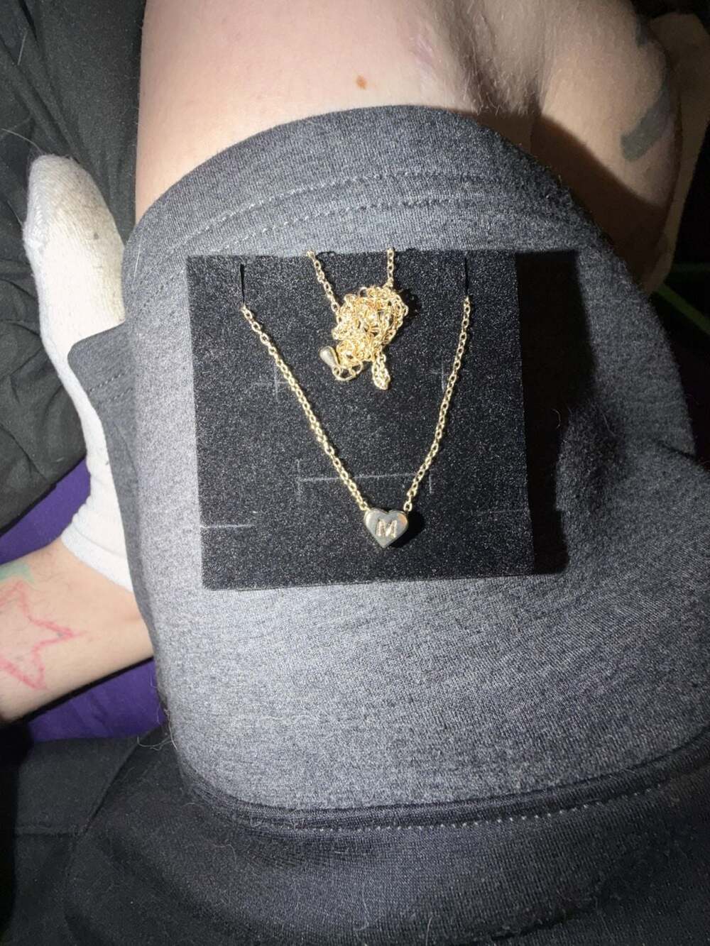 Tewiky Gold Tone Heart Initial 'M' Pendant Necklace (N401)